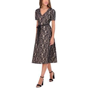 Kensie Womens  Sequin Bonded Midi Dress, Black